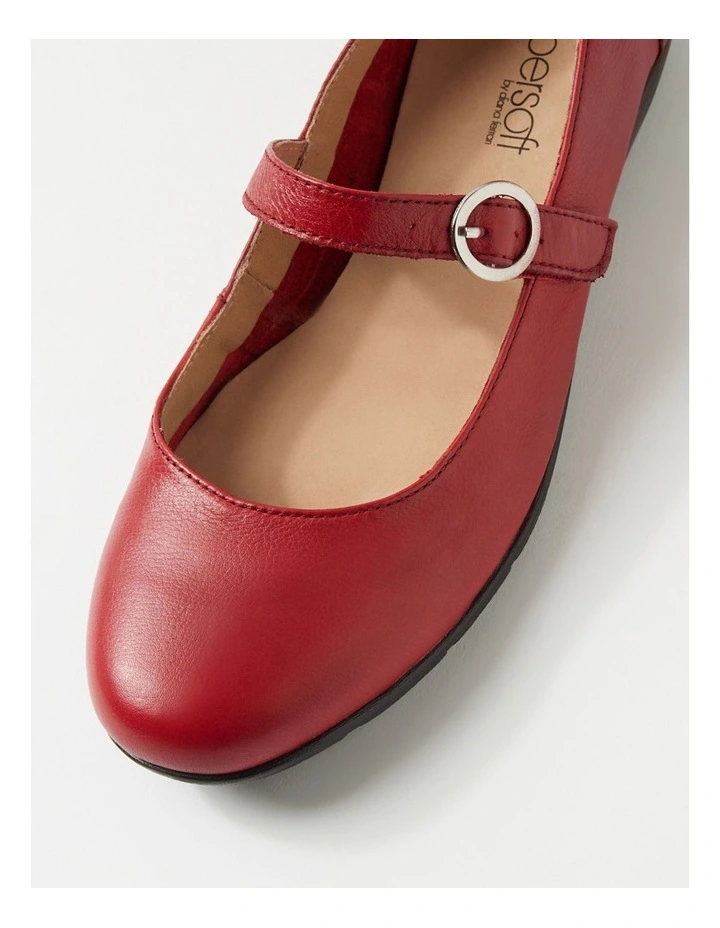 Hariet Red Leather Flat Shoes image 4