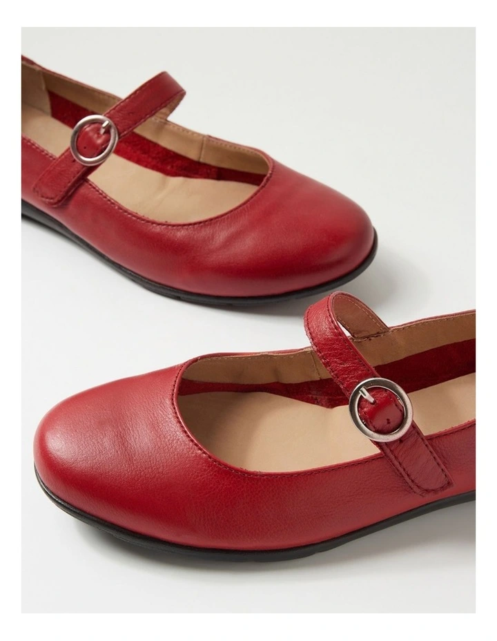Hariet Red Leather Flat Shoes image 5