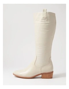 Giddy Oatmilk Leather Knee High Boots