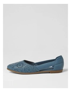 Loama Dark Denim Leather Ballet Flats