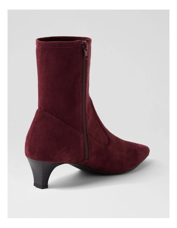 Linsai Burgundy Stretch Microsuede Ankle Boots image 3