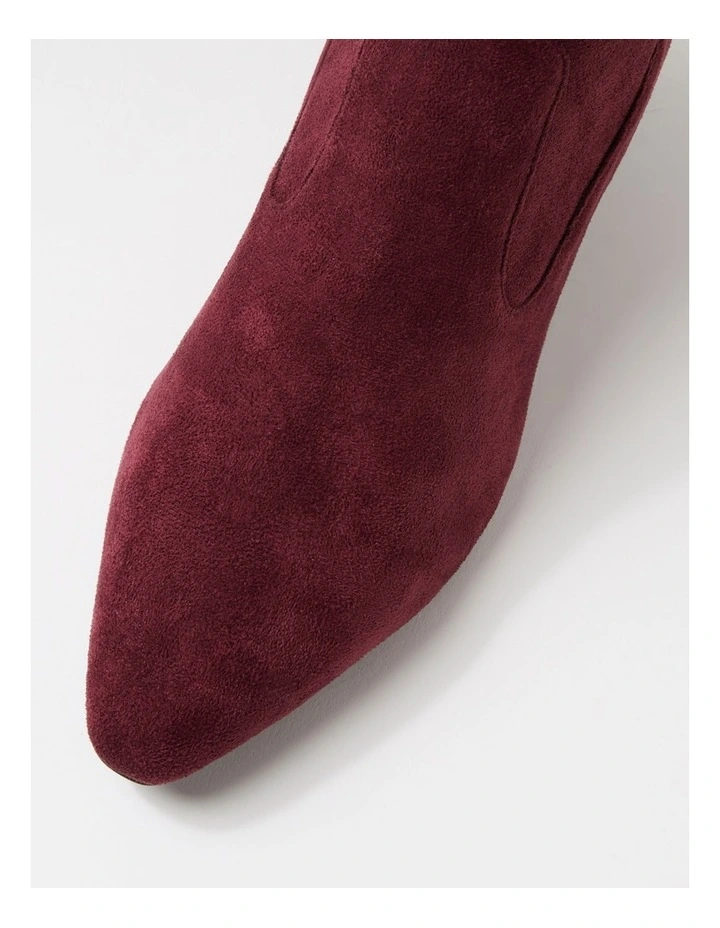 Linsai Burgundy Stretch Microsuede Ankle Boots image 4