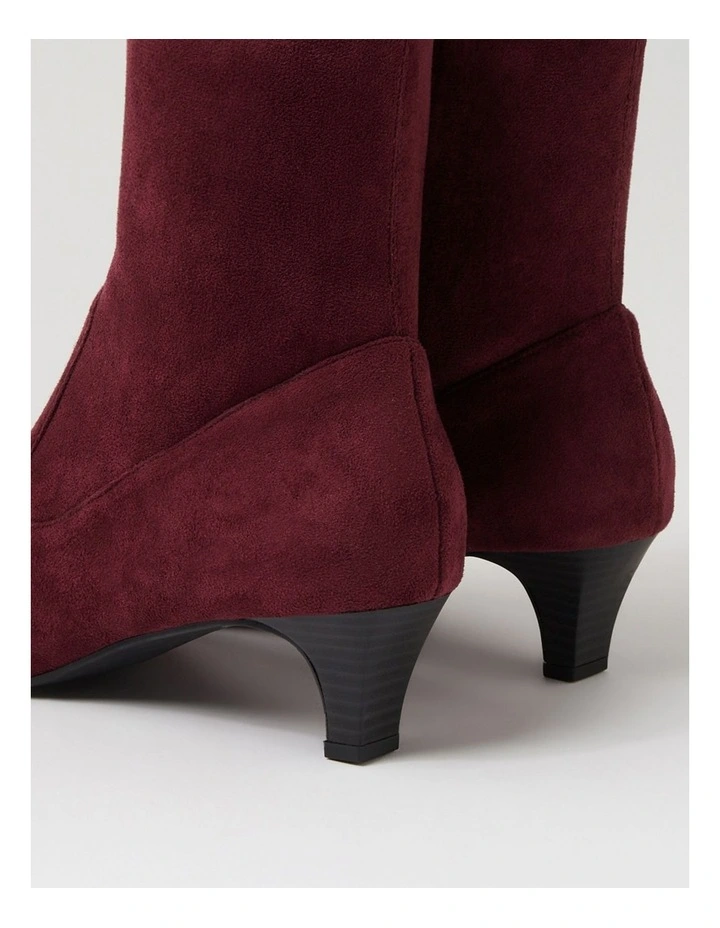 Linsai Burgundy Stretch Microsuede Ankle Boots image 5
