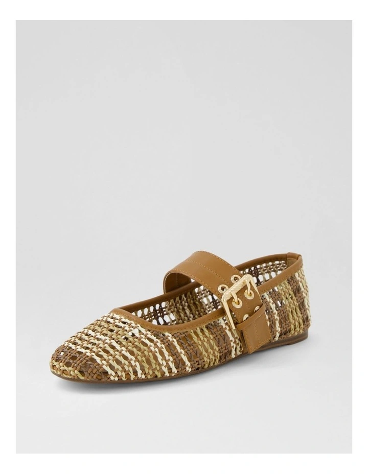 Pollinga Tan Multi Syn Raffia Flat Shoes image 2