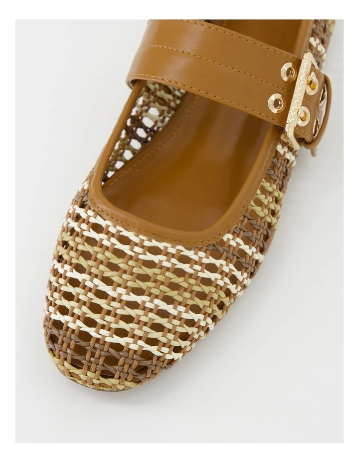 Pollinga Tan Multi Syn Raffia Flat Shoes image 4