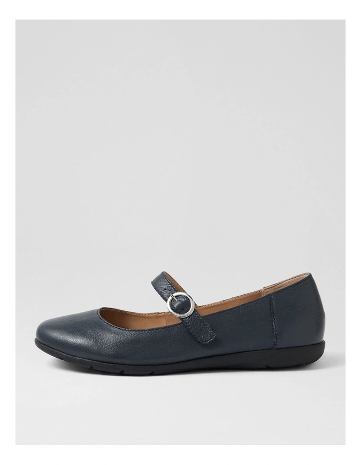 Hariet Navy Leather Flat Shoes image 1