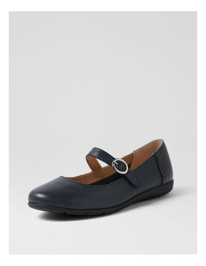 Hariet Navy Leather Flat Shoes image 2