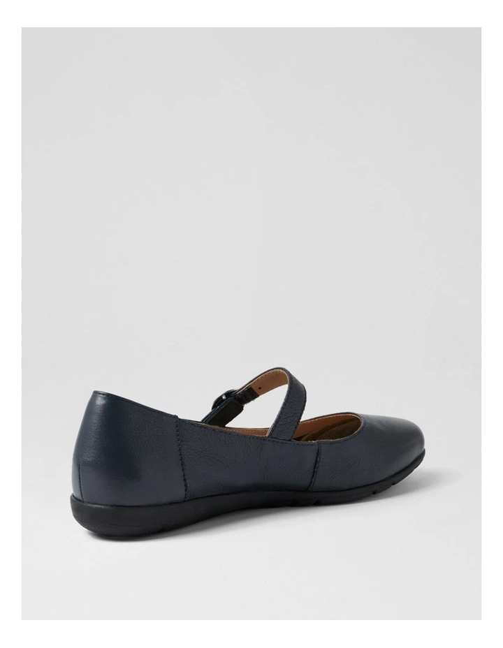 Hariet Navy Leather Flat Shoes image 3