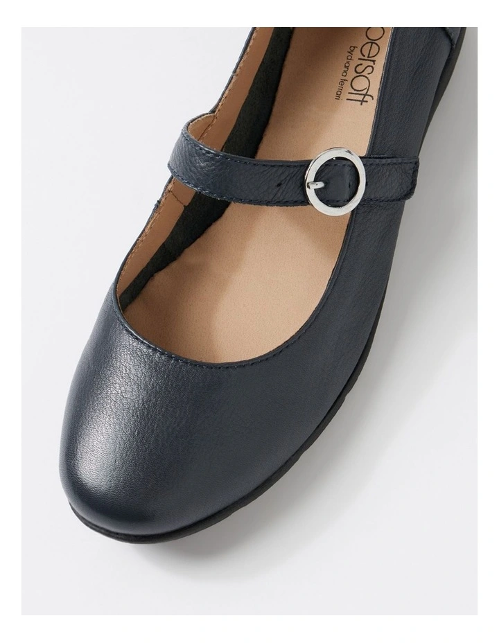 Hariet Navy Leather Flat Shoes image 4