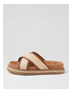 Harshini Tan Natural Synthetic Raffia Sandals