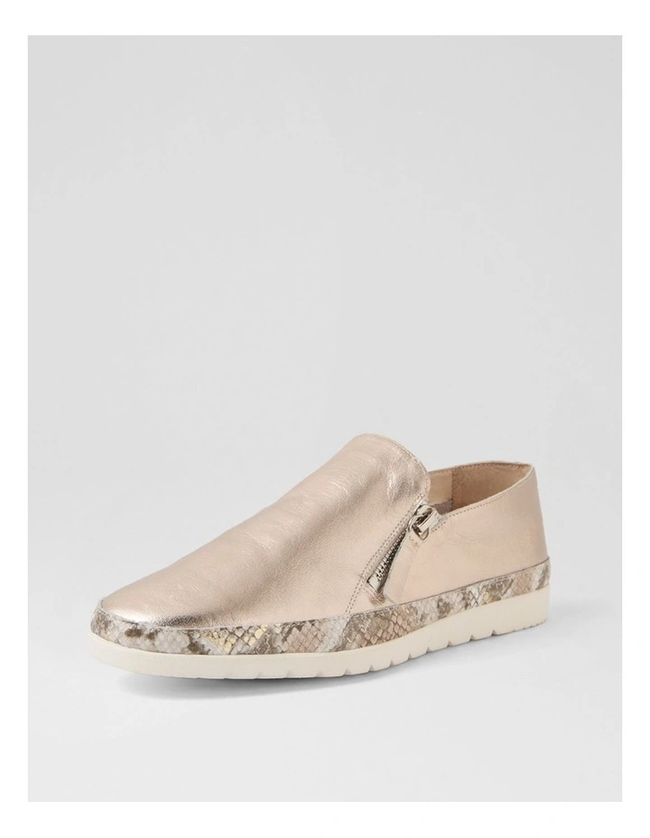 Ashli Platino Neutral Metallic Leather Snake Flat Shoes image 2