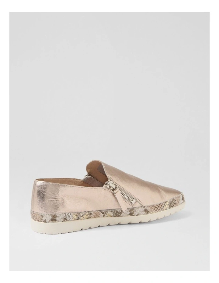 Ashli Platino Neutral Metallic Leather Snake Flat Shoes image 3
