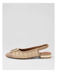 Agenda Latte Natural Synthetic Raffia Flat Shoes