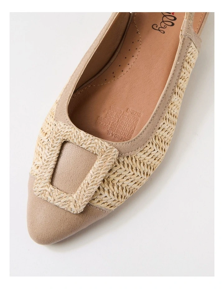 Agenda Latte Natural Synthetic Raffia Flat Shoes image 4
