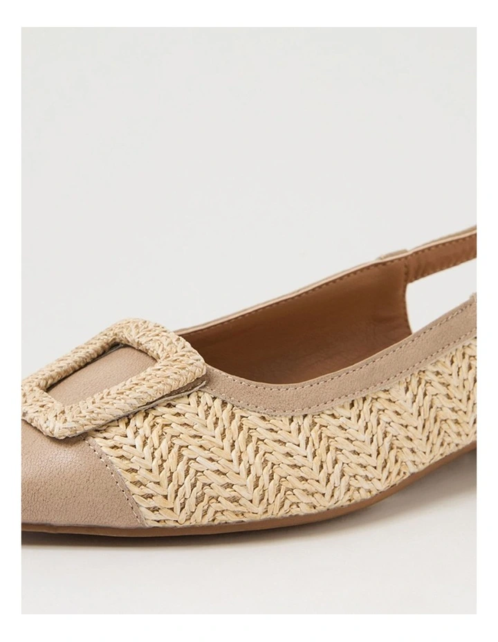 Agenda Latte Natural Synthetic Raffia Flat Shoes image 5