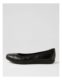 Hallies Black Leather Ballet Flats