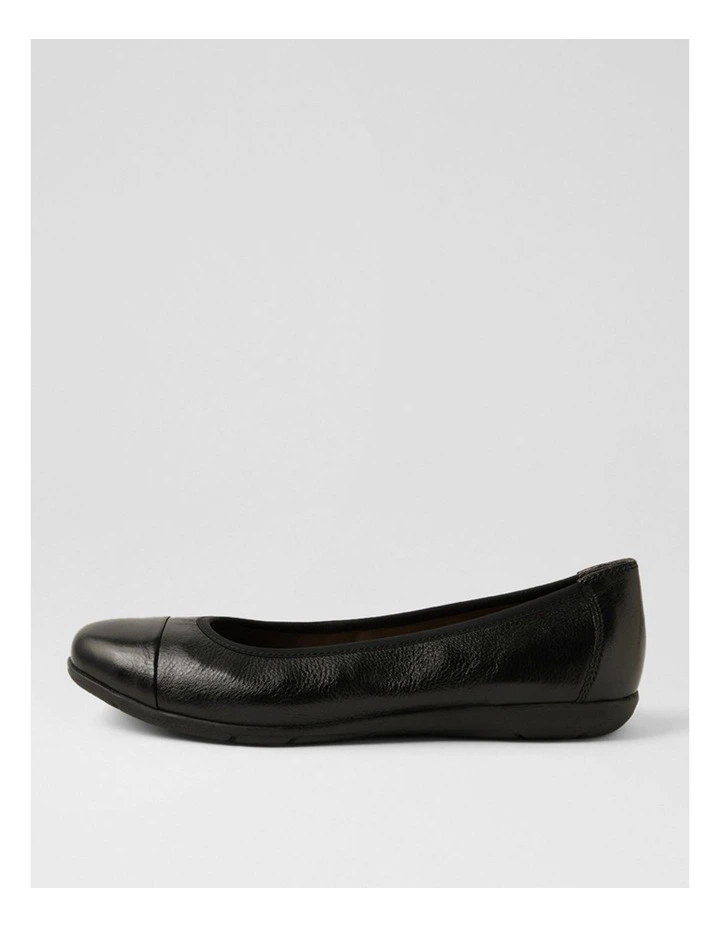 Hallies Black Leather Ballet Flats image 1