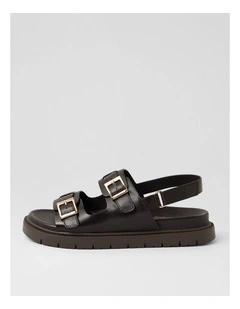 Hobart Choc Leather Slides