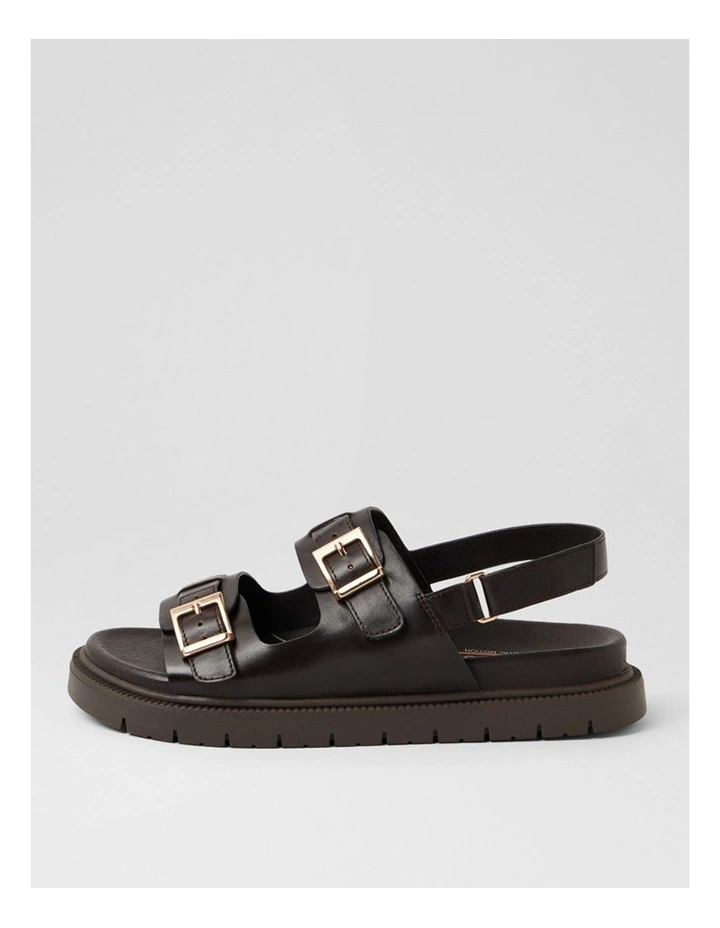 Hobart Choc Leather Slides image 1