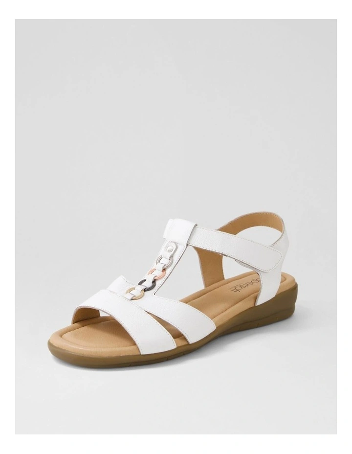 Frankie 2 White Metallic Trim Leather Sandals image 2