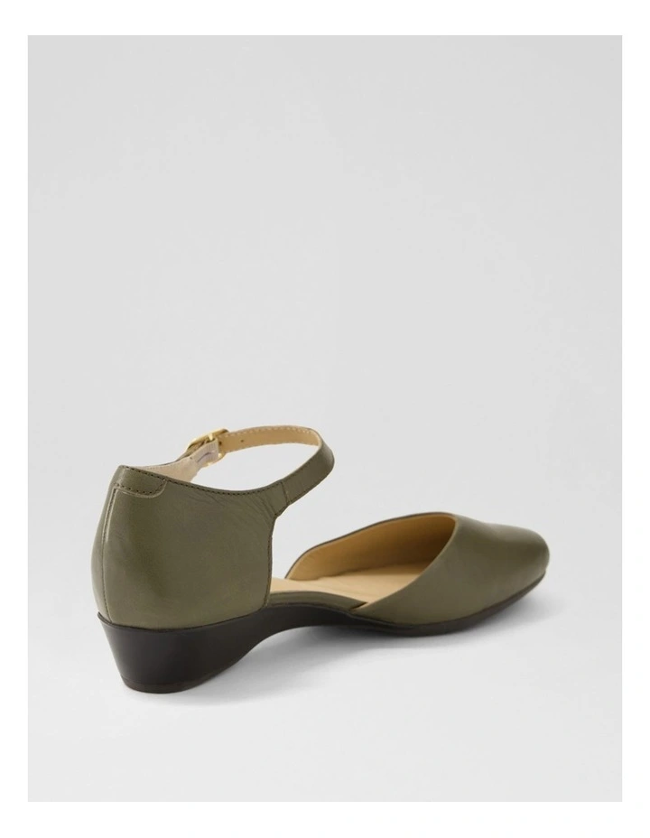 Remeai Dark Olive Leather Mary Jane Heels image 3