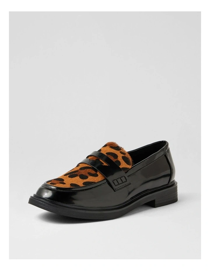 Marko Black Leopard Leather Flat Shoes image 2