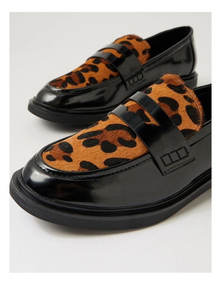 Marko Black Leopard Leather Flat Shoes image 5