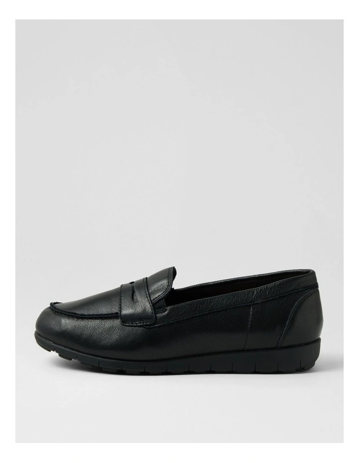 Birdi Black Wide Fit Leather Loafers image 1