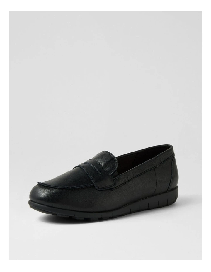 Birdi Black Wide Fit Leather Loafers image 2