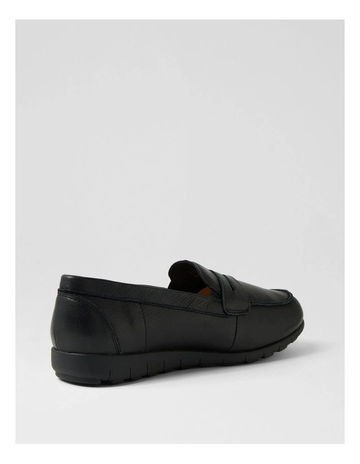 Birdi Black Wide Fit Leather Loafers image 3