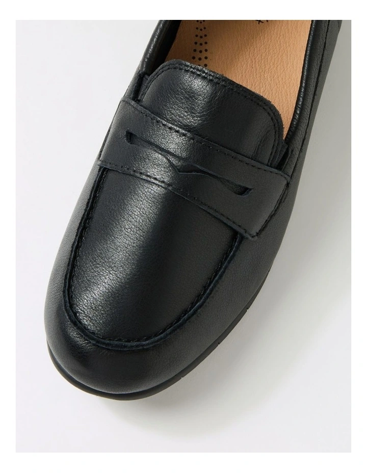Birdi Black Wide Fit Leather Loafers image 4