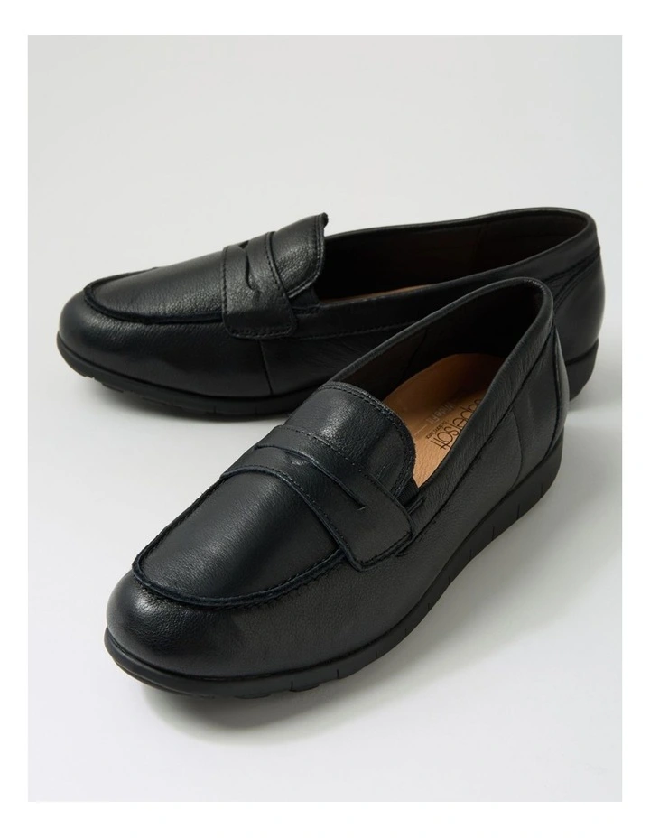 Birdi Black Wide Fit Leather Loafers image 5