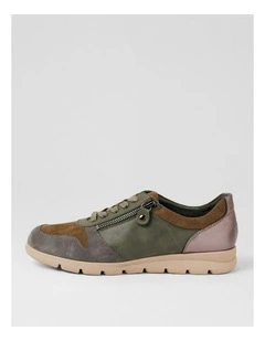 Beaumont Olive Pewter Multi Flat Shoes