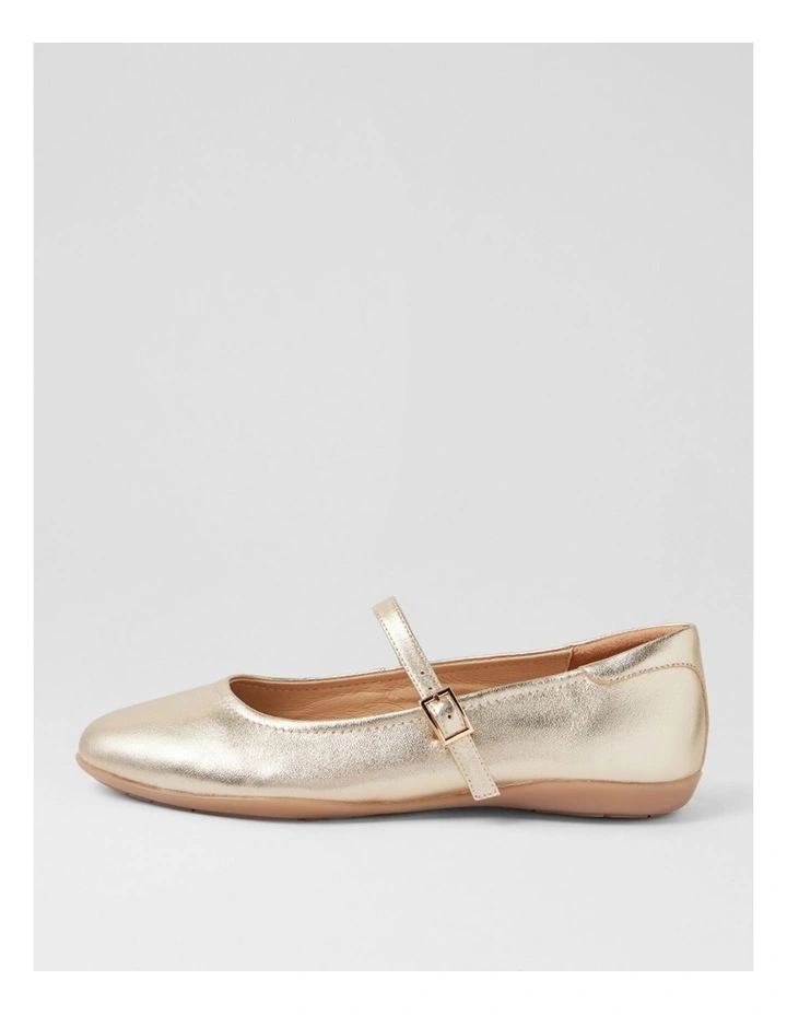 Aurora Pale Gold Leather Flat Mary Janes image 1