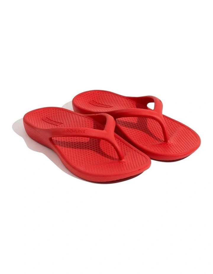 Archline Orthotic Foam Thongs Arch Support Flip Flops Orthopedic Rebound - Red image 2