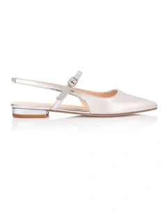 Hiatus Sling Back Flats - Silver Mirror