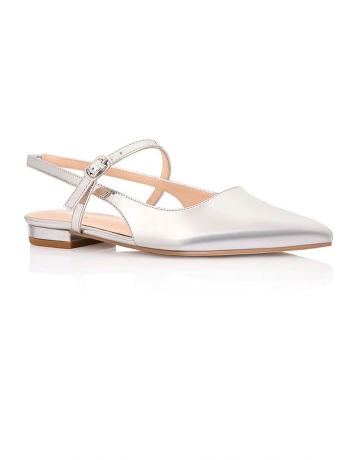Hiatus Sling Back Flats - Silver Mirror image 2