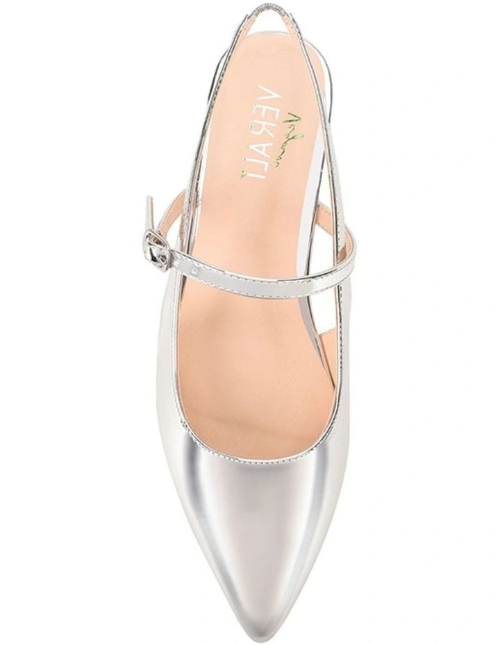 Hiatus Sling Back Flats - Silver Mirror image 3