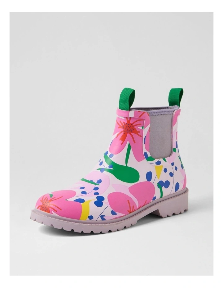 Splashy Floral Gumboot Ankle Boots image 2