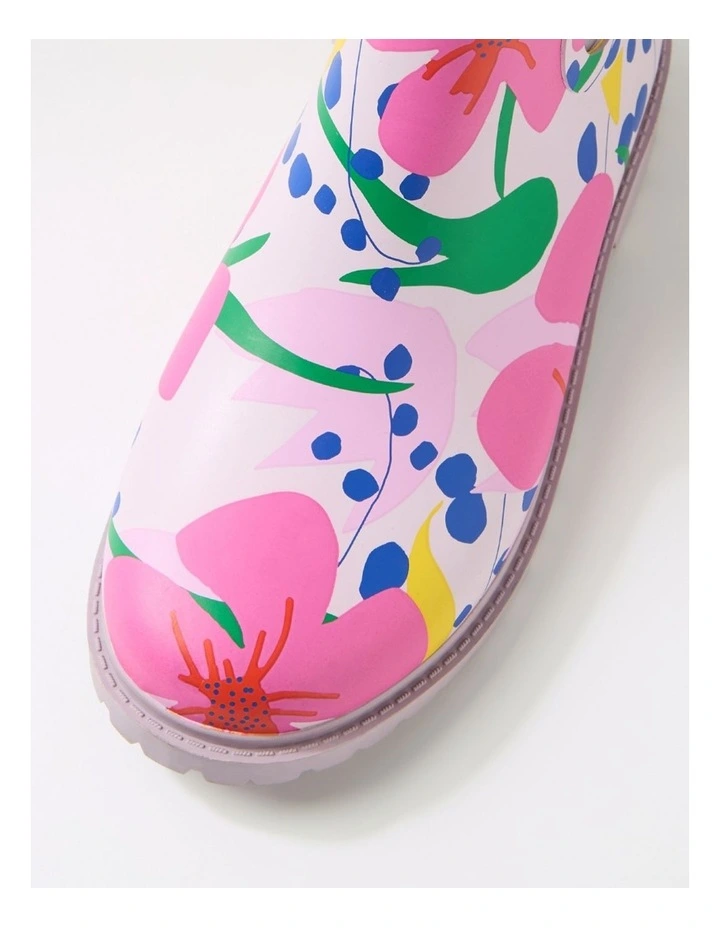 Splashy Floral Gumboot Ankle Boots image 4