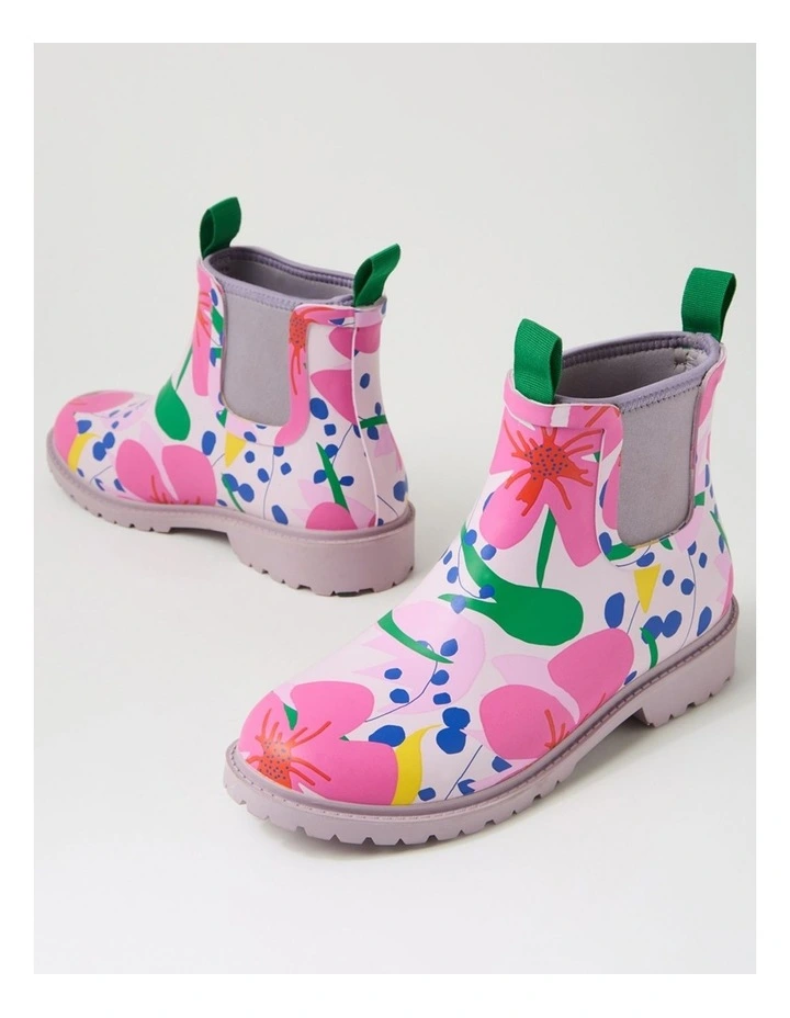 Splashy Floral Gumboot Ankle Boots image 5