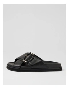 Vanana Black Leather Slides
