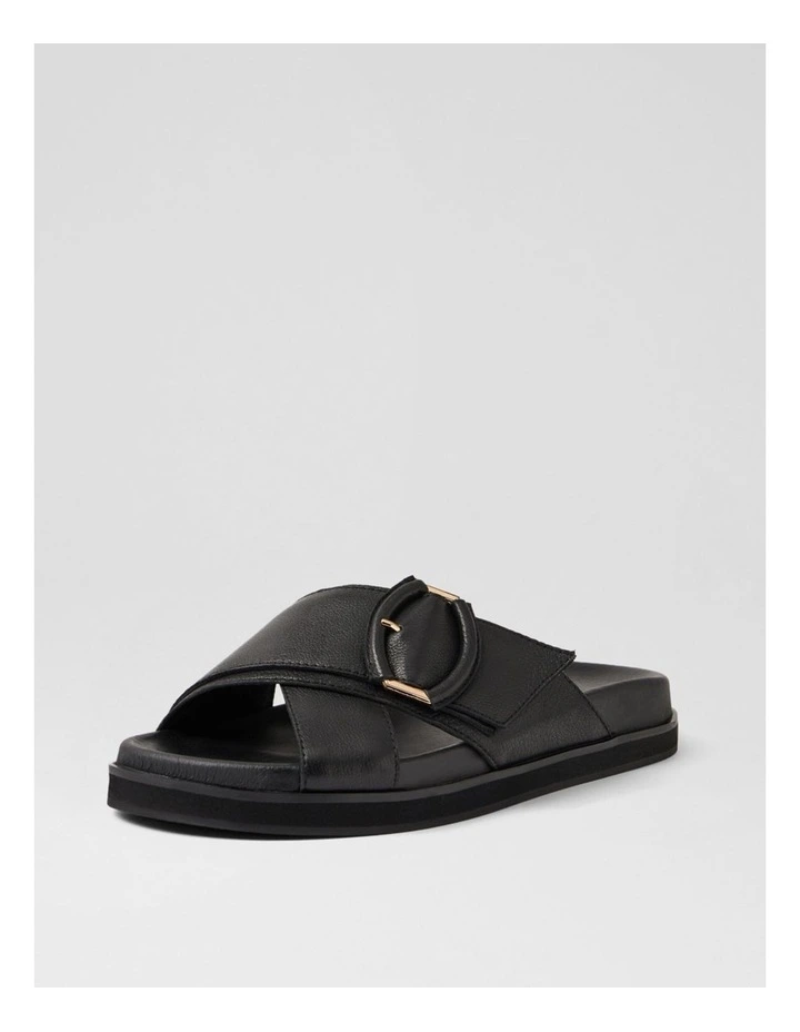 Vanana Black Leather Slides image 2