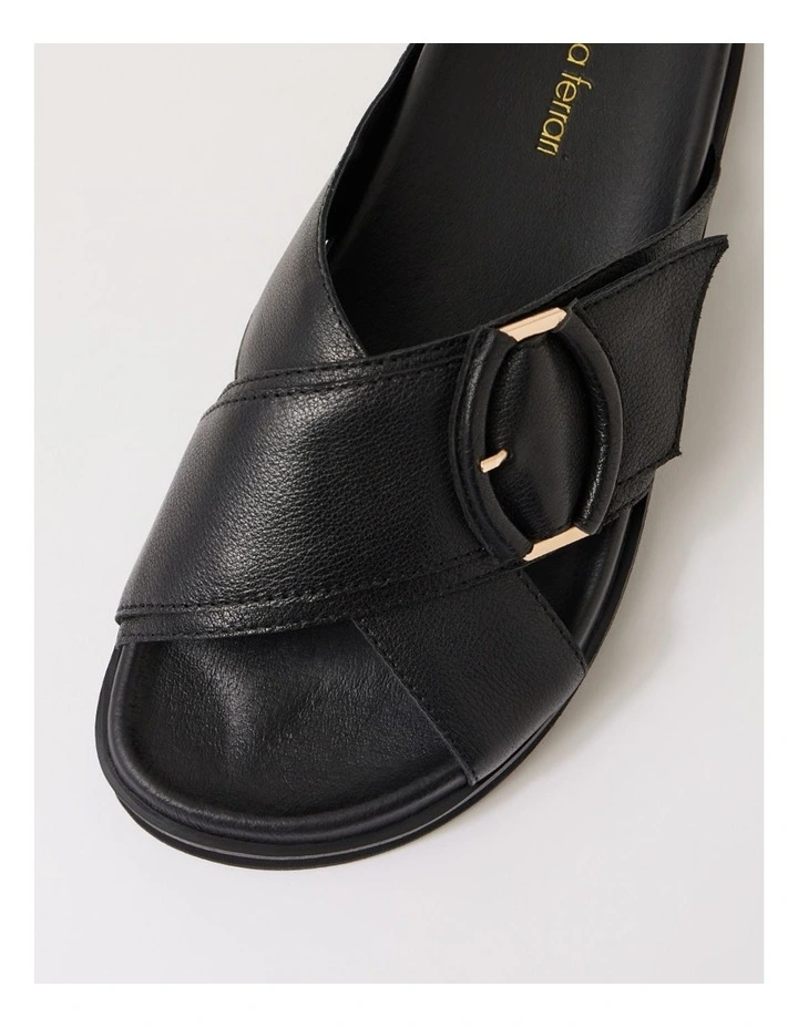 Vanana Black Leather Slides image 4