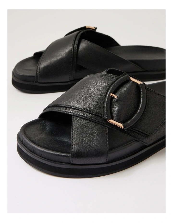 Vanana Black Leather Slides image 5