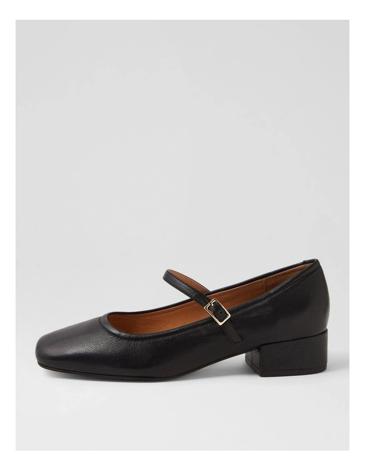 Islah Black Leather Mary Jane Heels image 1
