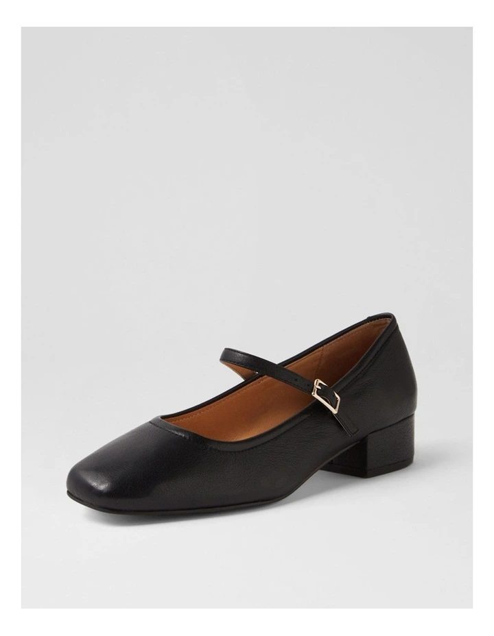 Islah Black Leather Mary Jane Heels image 2