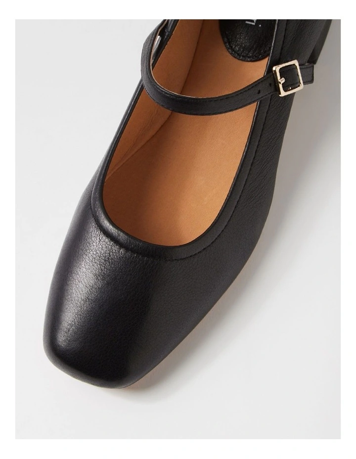 Islah Black Leather Mary Jane Heels image 4