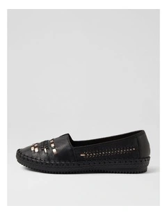 Wandies Black Rose Gold Leather Loafers