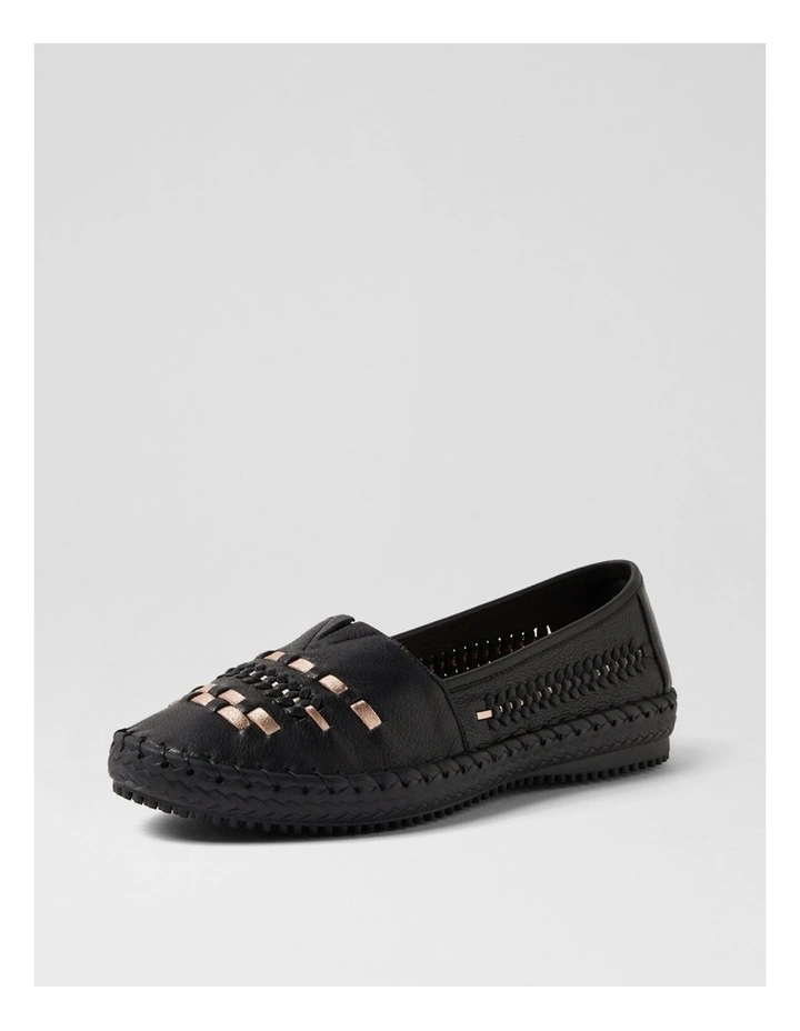 Wandies Black Rose Gold Leather Loafers image 2